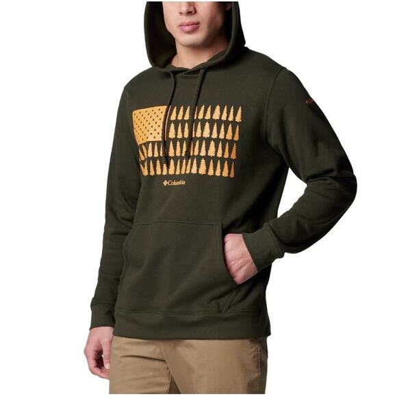 Columbia Men's Trek Graphic Long-Sleeve Fleece Hoodie in Greenscape Medium $47 - Picture 3 of 10